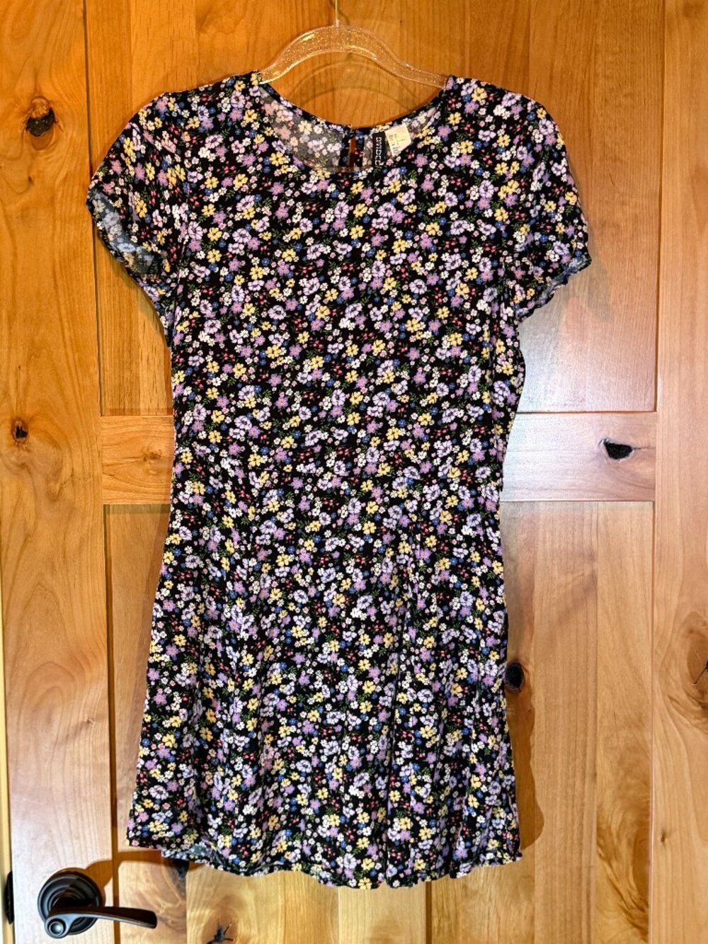 DIVIDED / H&M Black Multicolor Floral Short Sleeve Dress Size 6